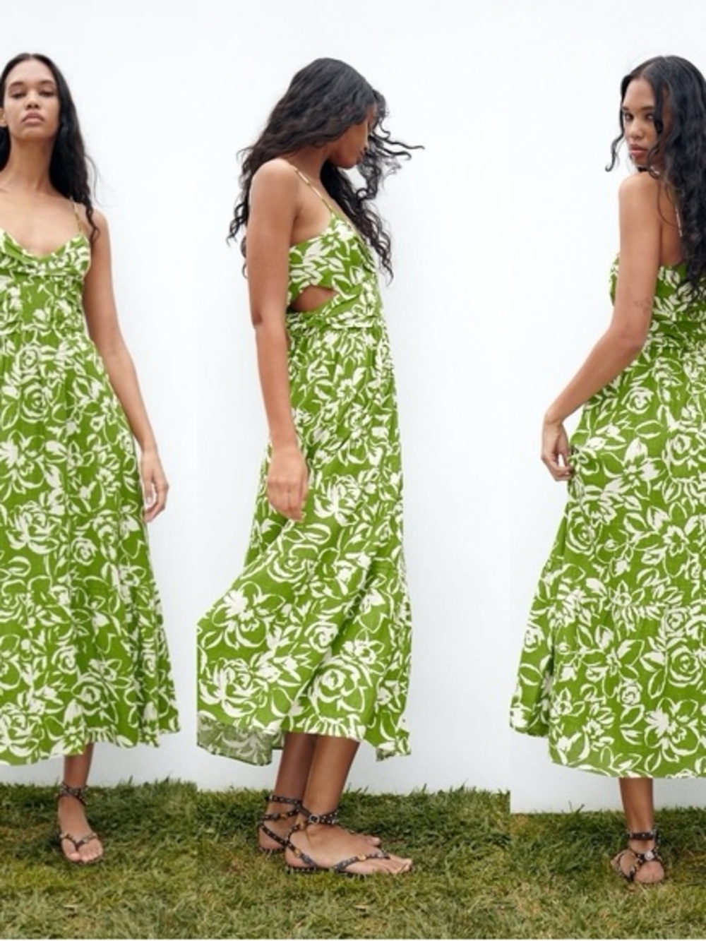 Zara Cut-Out Floral Printed Midi Dress NWT Size S - Picture 3 of 5